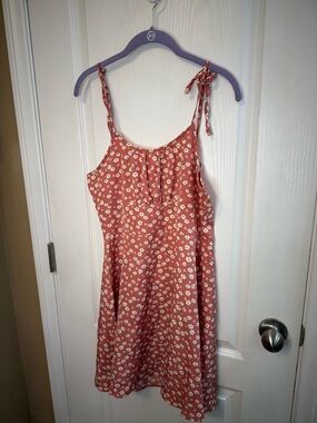 Source Unknown Rust Floral Mini Dress